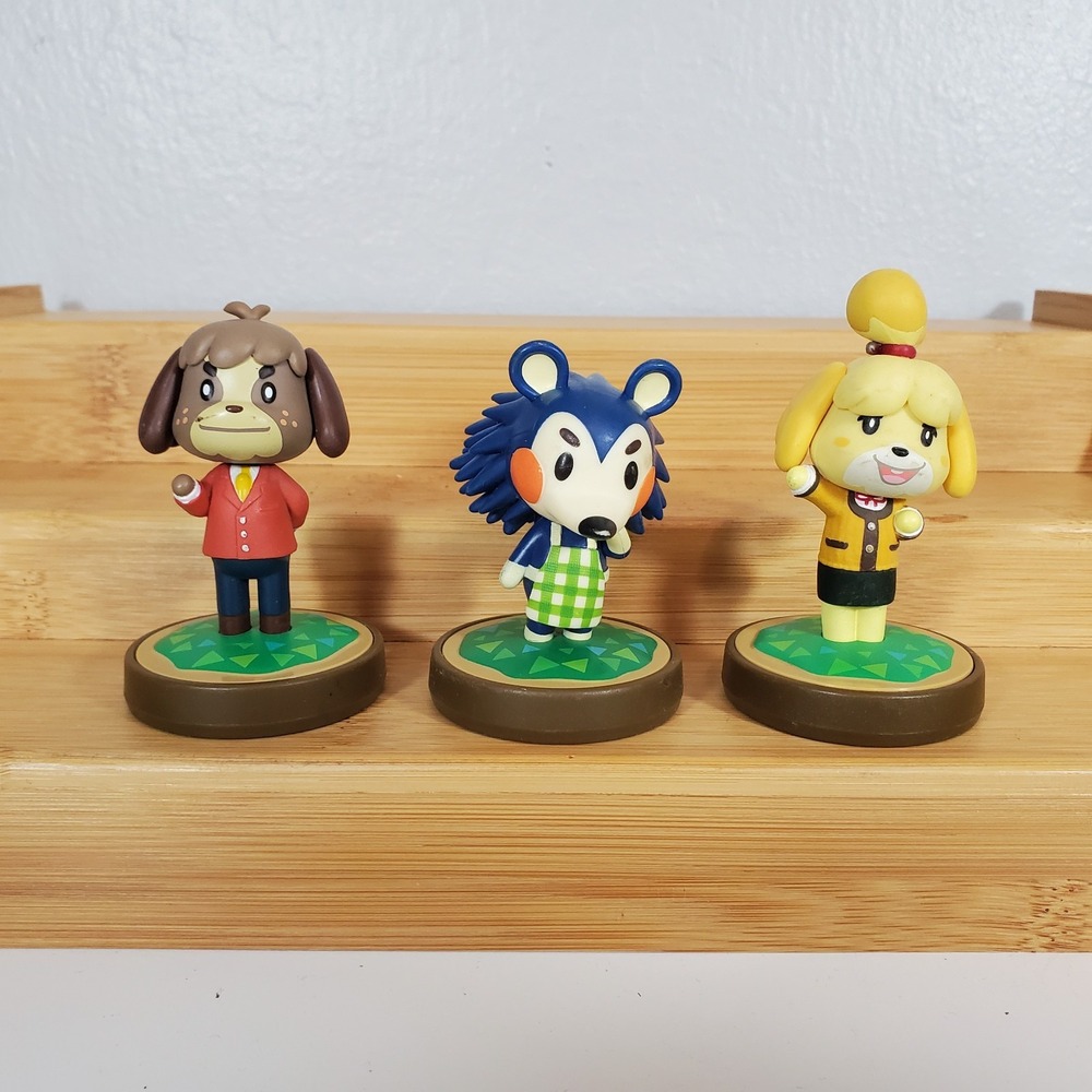 Nintendo Animal Crossing Amiibo Lot 3 Figures Digby Mabel Isabelle Plastic Toys